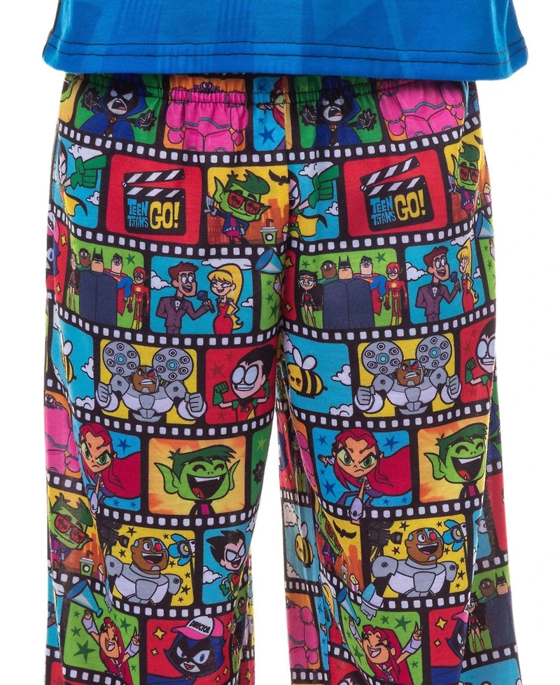 Teen Titans Go! Boys' Kids 14- 4 Filmstrip Pattern 2-Piece Raglan Long-Sleeve Sleep Shirt Pajama Pant Set