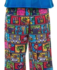 Teen Titans Go! Boys' Kids 14- 4 Filmstrip Pattern 2-Piece Raglan Long-Sleeve Sleep Shirt Pajama Pant Set