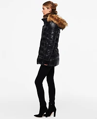 S13 Women's Chelsea Faux-Fur-Trim Collar Hooded Puffer Coat