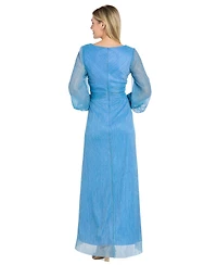 R & M Richards Petite V-Neck Cascade Dress