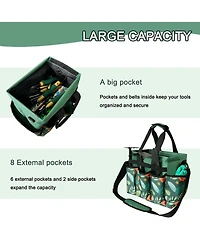Xdovet Garden Tool Bag Oxford Tote Hard Bottom Adjustable Strap