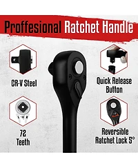 Xdovet 1/2inch Drive Impact Socket Set Metric Wrench Heavy Duty Standard Deep Shallow Ratchet Handle Extension Bar Universal Joint