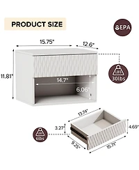 Streamdale Furniture Set of 2 Modern Wall-Mounted Nightstands with Drawer and Open Shelf