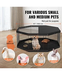 Vevor Dog Playpen 8 Panels Foldable Metal Dog Exercise Pen with Cover and Pad