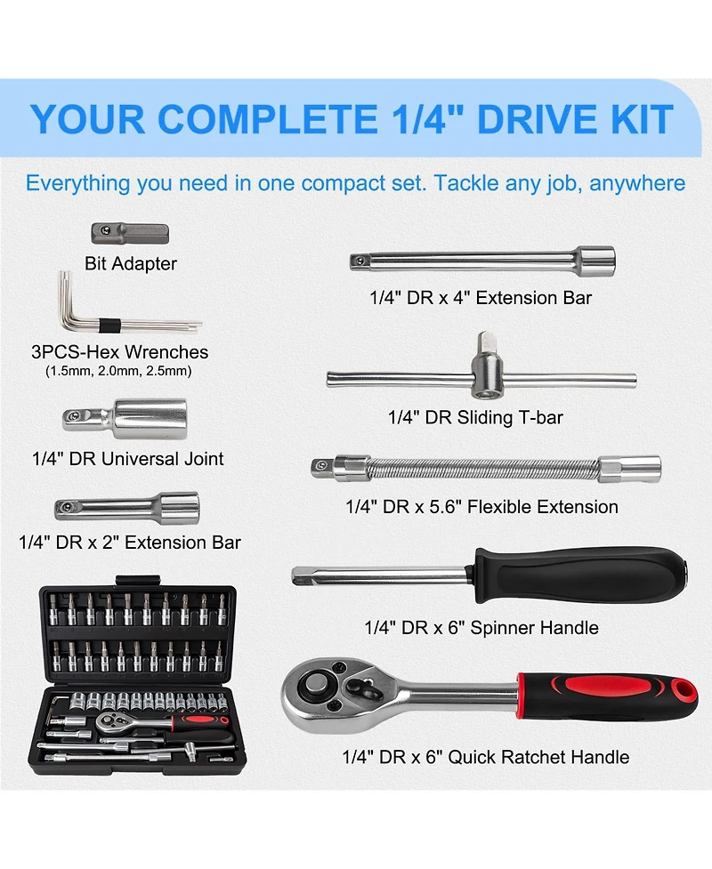 Xdovet Ratchet Socket Wrench Set Metric Automotive Tool Kit