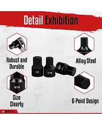 Xdovet Impact Hex Driver Socket Set 16pieces Stubby 3/8inch Drive Sae/Metric Cr-v