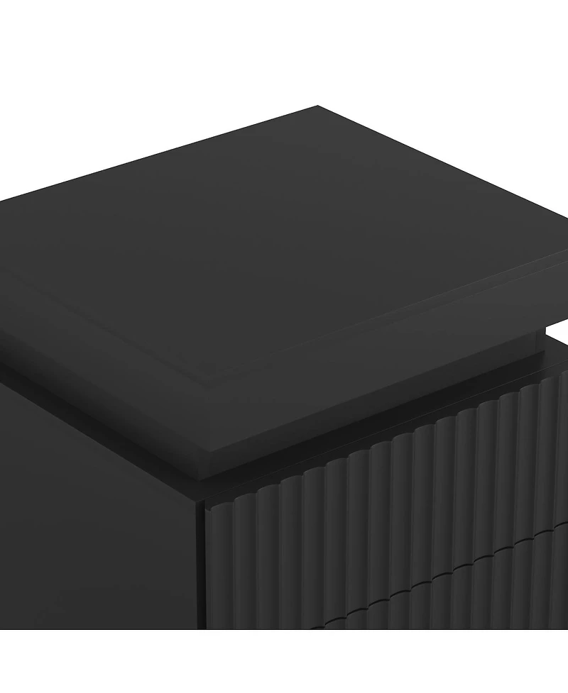Streamdale Furniture (Set of 2) End Table with Usb Charging 2 Drawers and Led Lights