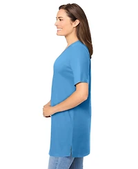 Woman Within Plus Perfect Short-Sleeve Shirred V-Neck Tunic