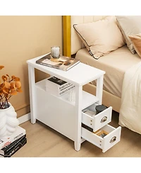 Gymax Side End Sofa Table Nightstand w/ 2 Drawers for Living Room Bedroom