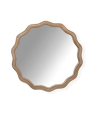Laoties 24" Scalloped Wall Mirror, Round Wavy Farmhouse Decorative Beaded Mirror for Bathroom and Entryway