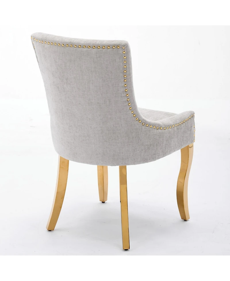 Clihome Dining Chairs, Modern Style with Curved - Plated Legs and Rivet Trim, Upholstered Comfort for Dining/Lounge,Set of 2