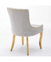 Clihome Dining Chairs, Modern Style with Curved - Plated Legs and Rivet Trim, Upholstered Comfort for Dining/Lounge,Set of 2