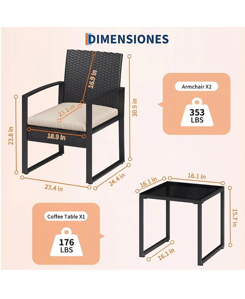 gaomon Adults Piece Patio Bistro Set, Iron Wicker Outdoor Seating.