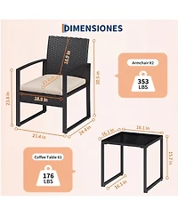 gaomon Adults Piece Patio Bistro Set, Iron Wicker Outdoor Seating.