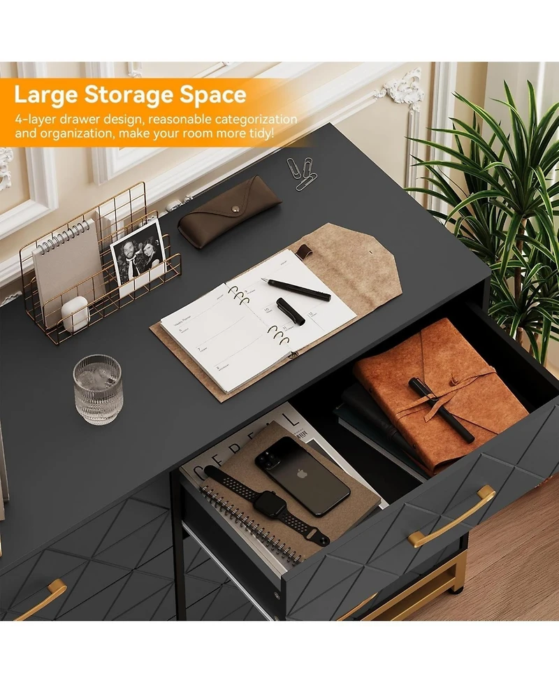 gaomon Dresser with 8 Drawers for Bedroom Large Storage Tower Wooden Chest of