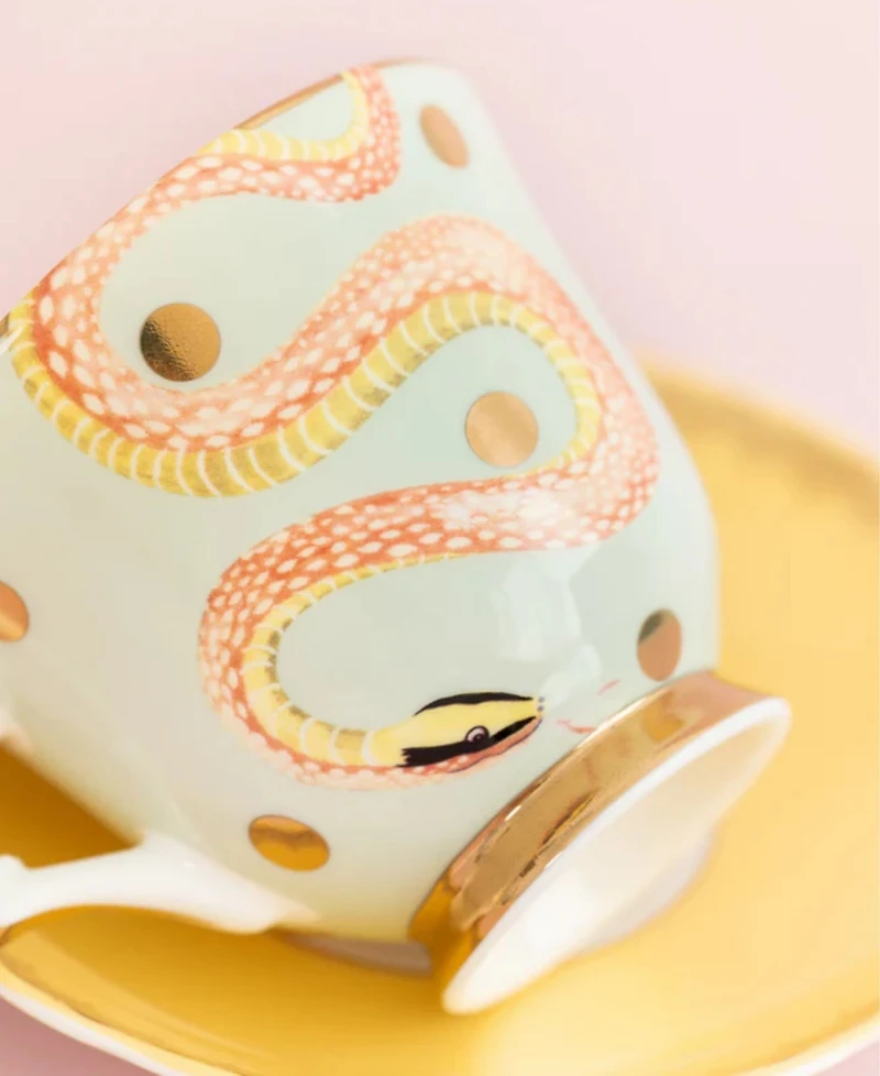 Yvonne Ellen 2-Piece Snakey Teacup and Saucer Set