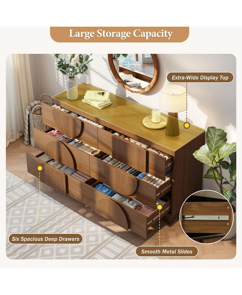Clihome Modern 6-Drawer Storage Chest Dresser for Bedroom
