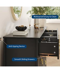 gaomon Fluted Dresser Modern Chest of Drawers, Storage Organizer Cabinet for Living Room, Hallway