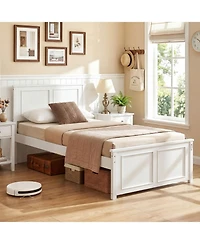Slickblue Modern Platform Bed Frame with Wooden Headboard