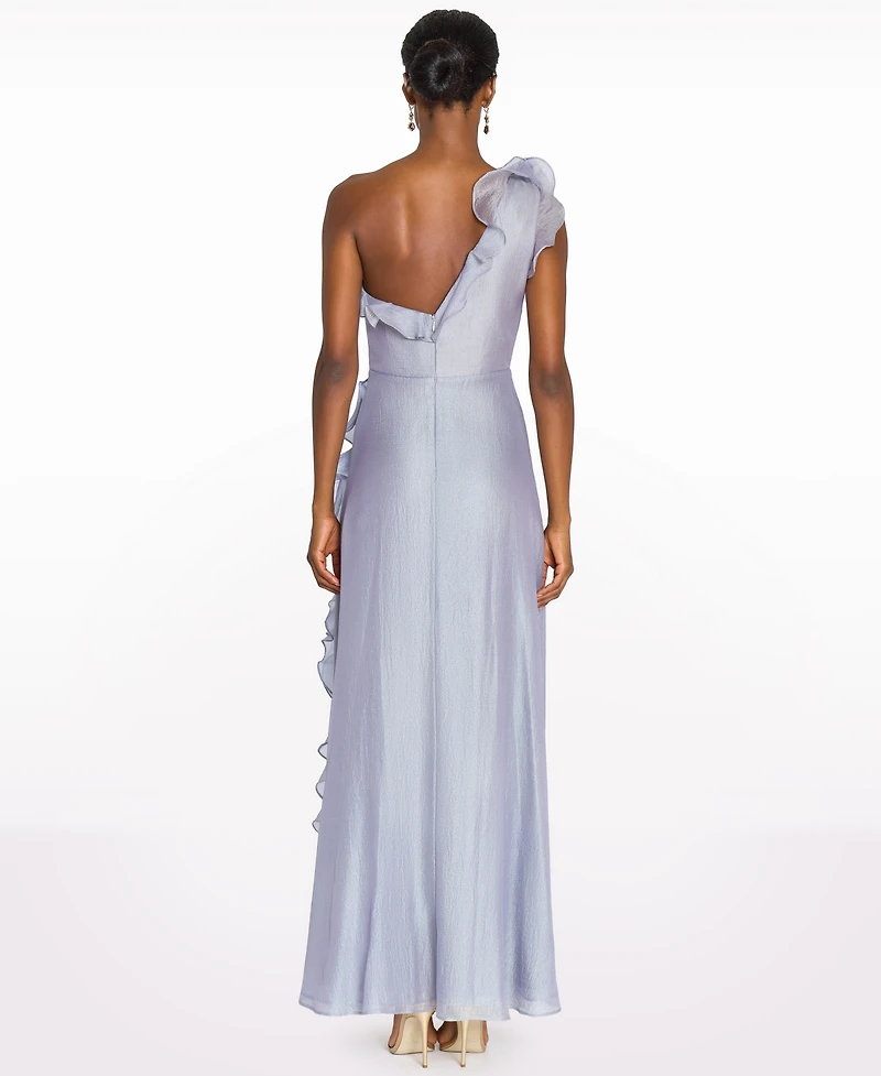 Marchesa Notte Women's One-Shoulder Side Slit Gown