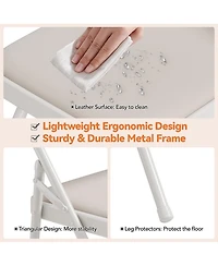 homfan 4 Pack Pu Leather Cushioned Folding Chairs with Ergonomic Wide Back and Reinforced Metal Frame