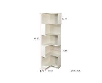 Corner Book Shelf - 5 Tier Corner Bookshelf Bookcase with Baffle Led Lights