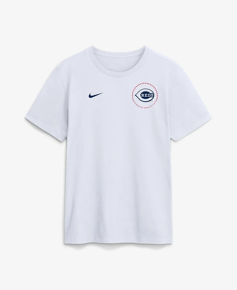 Nike Men's White Cincinnati Reds Celebrating America's 250th Logo T-Shirt