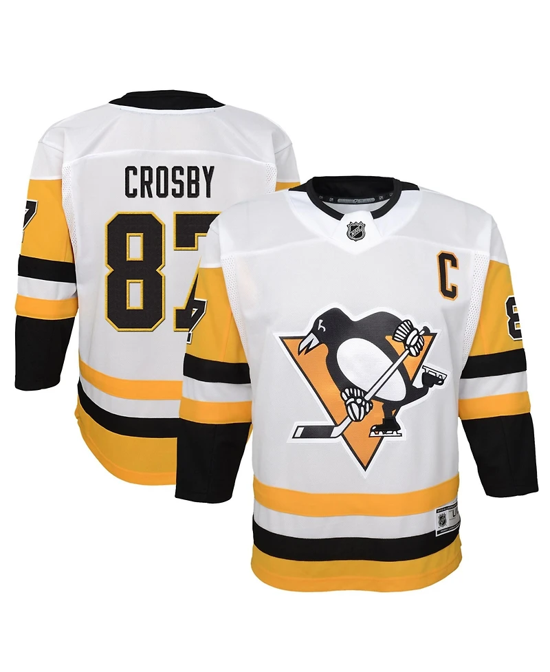 Outerstuff Big Boys and Girls Sidney Crosby White Pittsburgh Penguins Away Captain's Patch Jersey