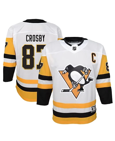 Outerstuff Big Boys and Girls Sidney Crosby White Pittsburgh Penguins Away Captain's Patch Jersey