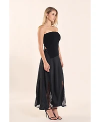 endless rose Women's Satin Lace Maxi Skirt