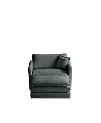 Boyel Living Modern Accent Chair with Ottoman, Room Club Chenille Upholstered Armchair , Reading for Bedroom, Blue
