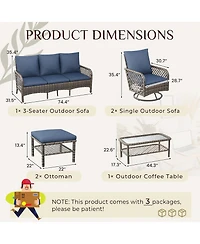 Aecojoy Patio Furniture Set Seats 7 Outdoor Sectional Sofa Couch
