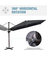 Pellebant Outdoor Patio 9X12Feet Aluminum Cantilever Umbrella with Rod Wheel Base