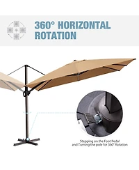 Pellebant Outdoor Patio 9X12Feet Aluminum Cantilever Umbrella with Rod Wheel Base