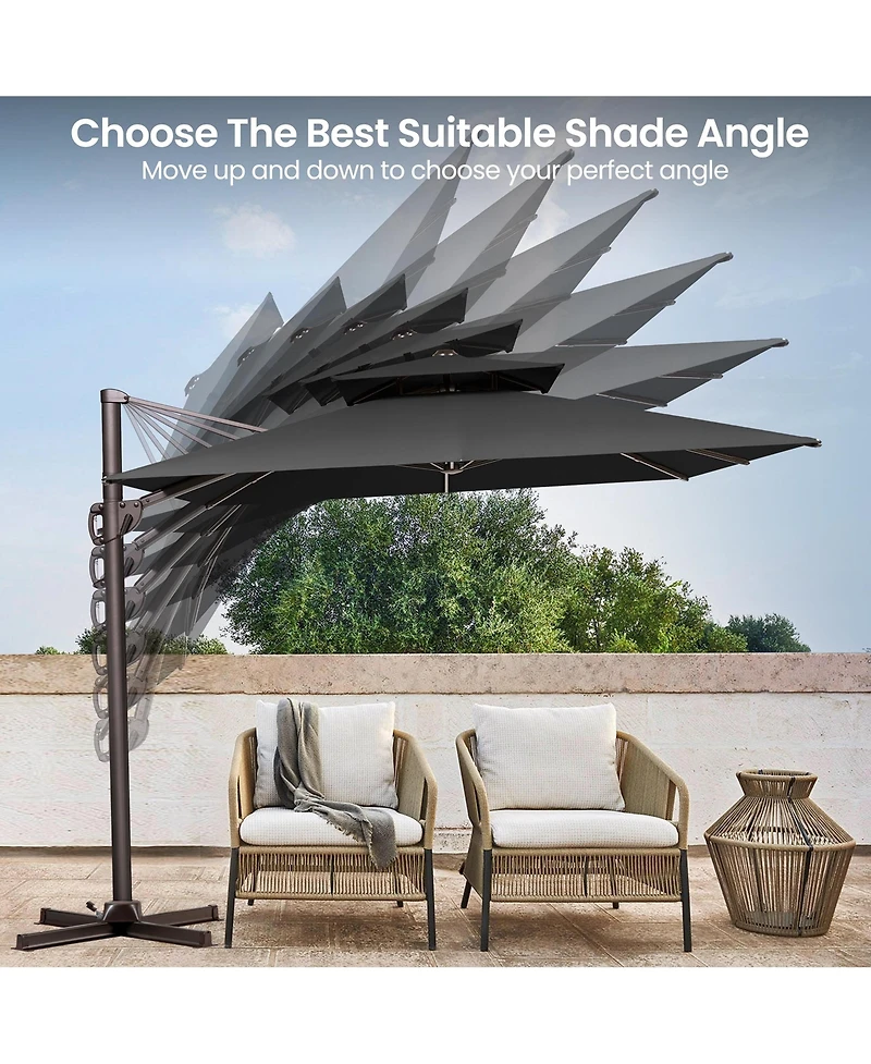 Pellebant Outdoor Patio Double Top 9X12Feet Aluminum Cantilever Umbrella with Base