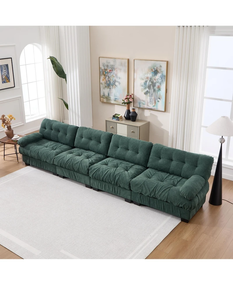 Clihome Modular Sectional Sofa Cloud Couch, Modern Sectional Couches for Living Room,4-Seat Comfy advanced flannelette Sofa for Bedroom