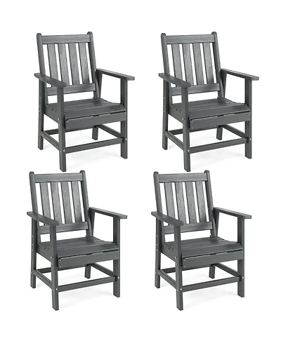 Sugift Set of 4 Patio Dining Chairs with Wide Armrests and Hdpe Slatted Backrest