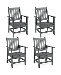 Sugift Set of 4 Patio Dining Chairs with Wide Armrests and Hdpe Slatted Backrest