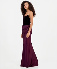 Betsy & Adam Women's Strapless Velvet Corset Dress