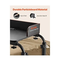 Sugift Mobile Overbed Desk with Power Outlets and Usb Ports 4 Wheels Adjustable