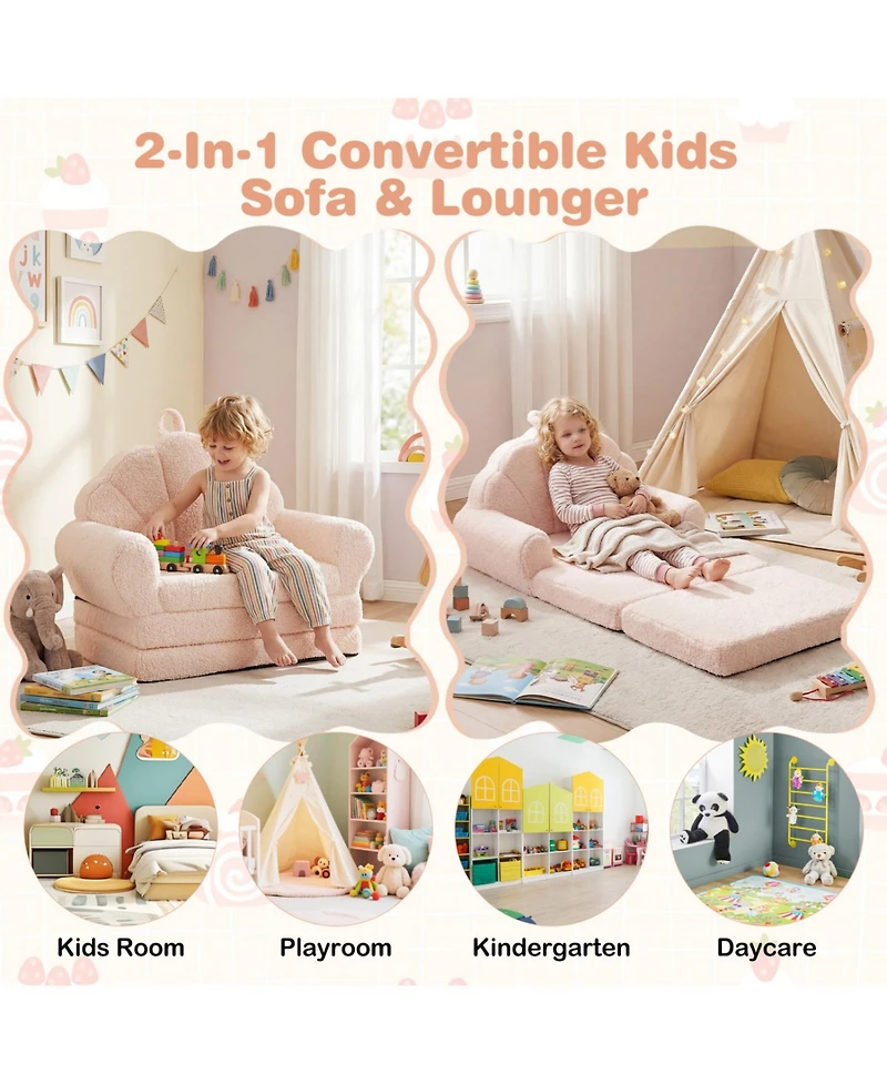 Slickblue 2-in-1 Convertible Kids Sofa Chair with Fold-Out Toddler Bed