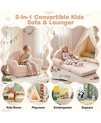 Slickblue 2-in-1 Convertible Kids Sofa Chair with Fold-Out Toddler Bed