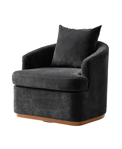 Hulala Home Estefania Modern Chenille Swivel Barrel Chair with Unique Arms and Solid Wood Legs
