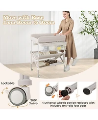 Gouun Portable Baby Changing Table with Wheels and Storage Rack