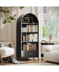 Boyel Living Arched Metal Bookshelf with Drawer, Modern Open Display Cabinet and Tall Storage Shelf