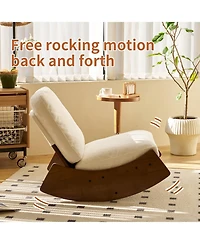 Rainsken Comfortable Glider Rocking Chair, Upholstery corduroy fabric Accent Chairs, Solid Wood Frame, for Living Room Bedroom Sunroom Outdoor