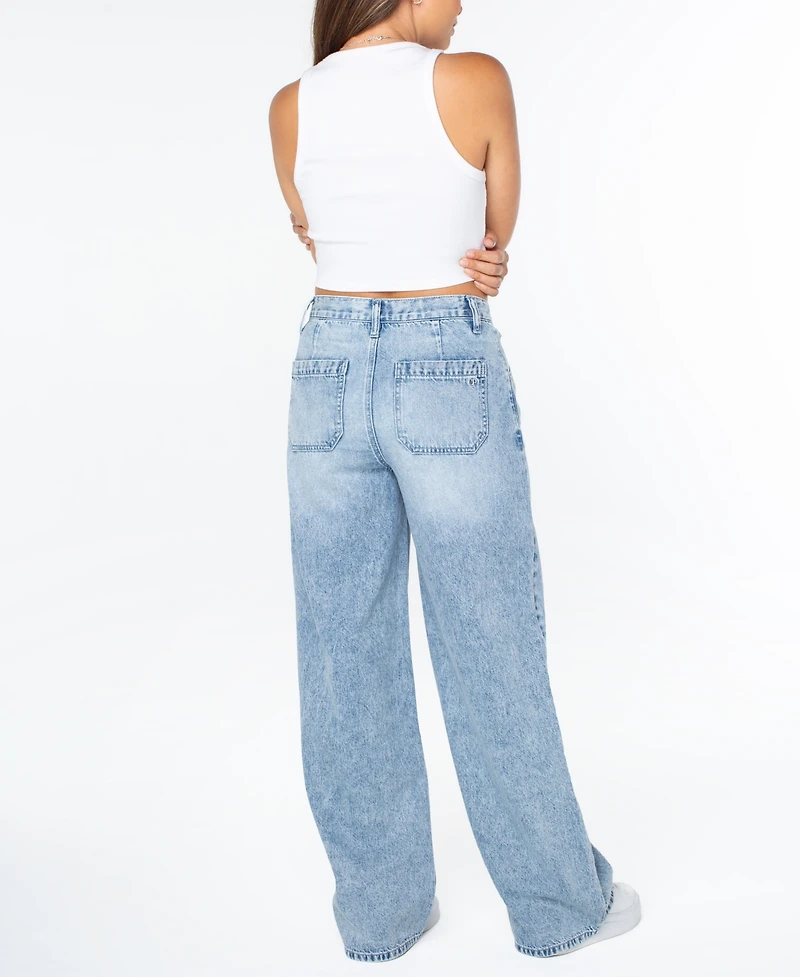 Celebrity Pink Women's Mid-Rise Wide-Leg Slouchy Jeans
