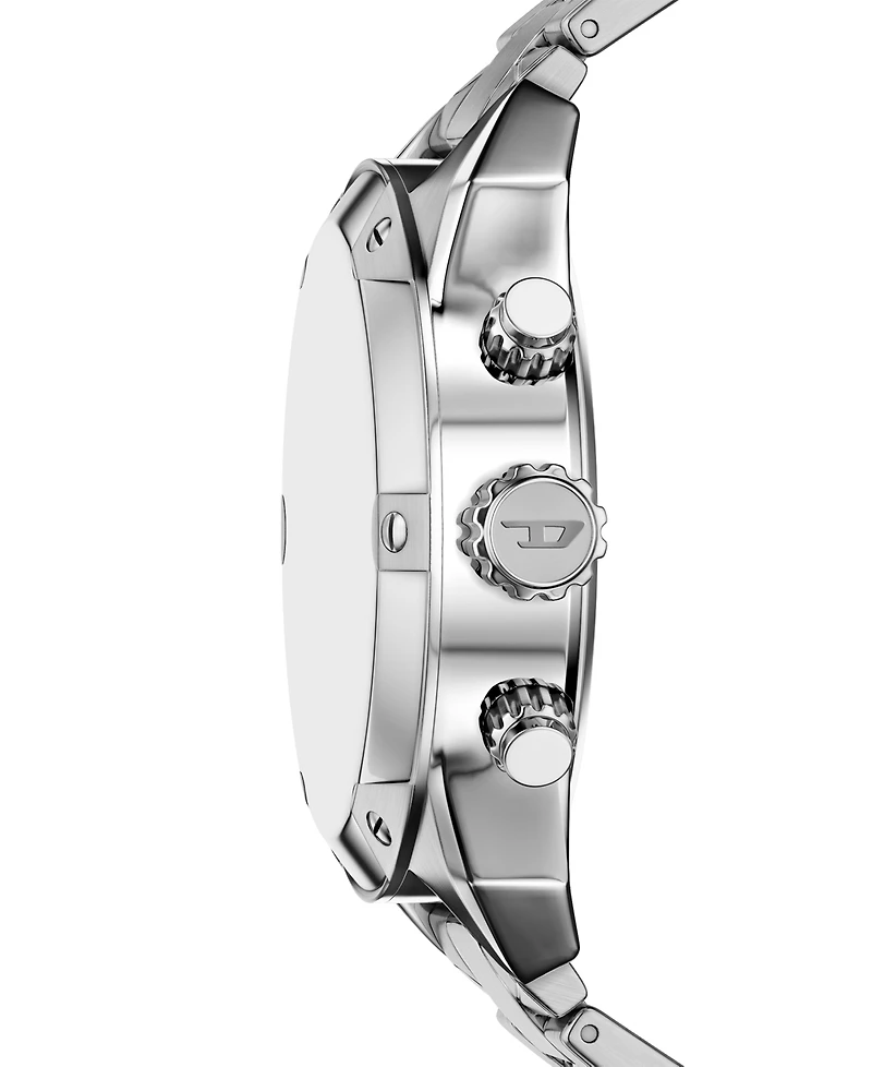Diesel Men's Spiked Quartz Chronograph Silver Stainless Steel Watch 49mm