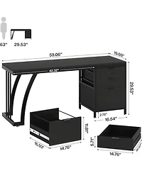 Tribesigns Computer Desk with 3 Drawers, Pc Desk with Reversible Drawers,Study Writing Table Workstation,File Storage for Home Office