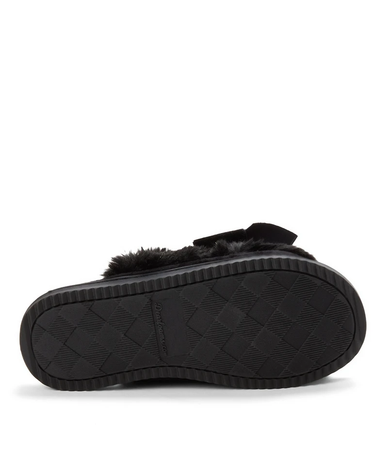 Dearfoams Women's Bianca Pile Slide Slipper with Bow